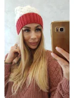 Fleecová čepice Bibiana K264 burgundy+ecru Fleecová čepice Bibiana K264 burgundy+ecru