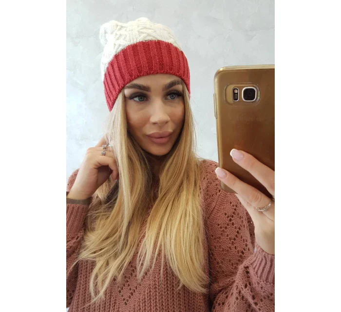 Fleecová čepice Bibiana K264 burgundy+ecru Fleecová čepice Bibiana K264 burgundy+ecru