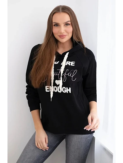 Bavlněná mikina s kapucí černý