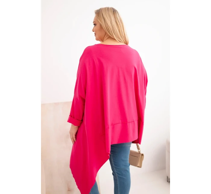 Dámská mikina Plus Size s kapucí a potiskem fuchsie