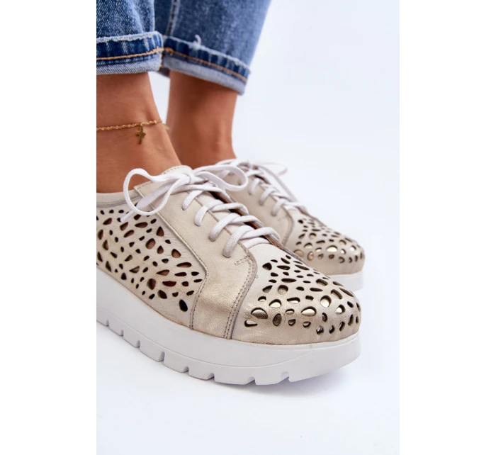 Kožené Polobotky Na Platformě Bežové model 21646202 - Zazoo Kožené Polobotky Na Platformě Bežové model 21646202 - Zazoo