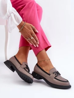 Elegantní dámské kožené mokasíny tmavě béžové model 21655398 - VINCEZA