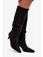 Kozačky Na Podpatku S Eko Černé model 21788139 - Boto Kozačky Na Podpatku S Eko Černé model 21788139 - Boto
