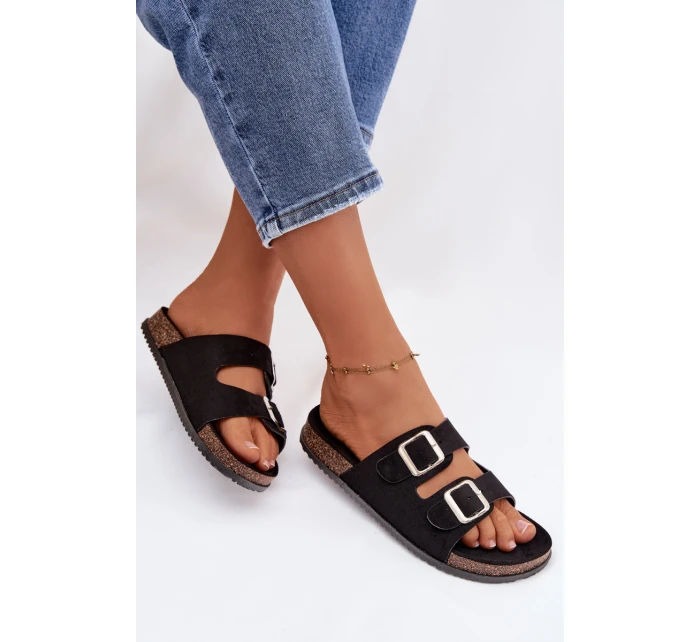 Dámské pantofle s přezkami Černé model 21943297 - Boto