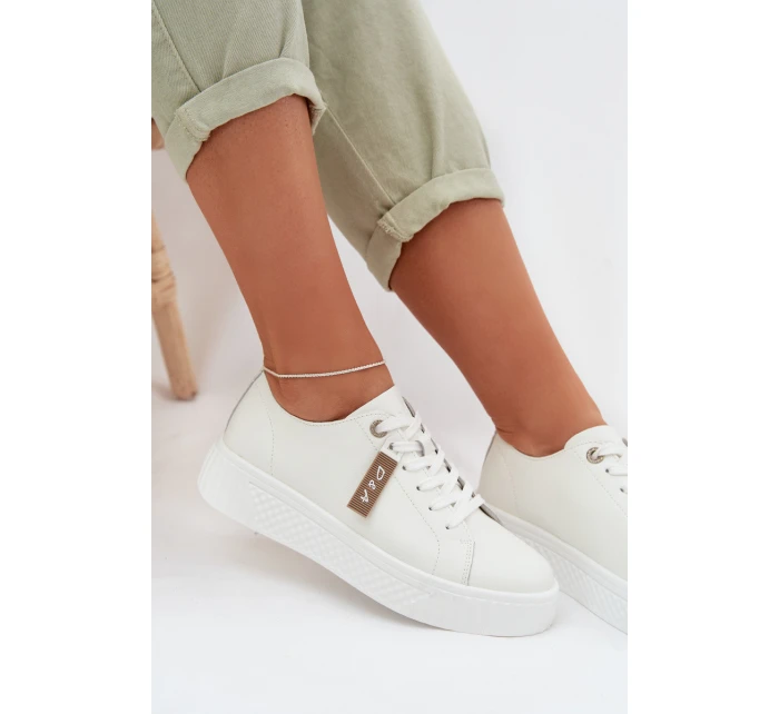 Dámské tenisky z přírodní kůže model 22027794 bílé - D&A