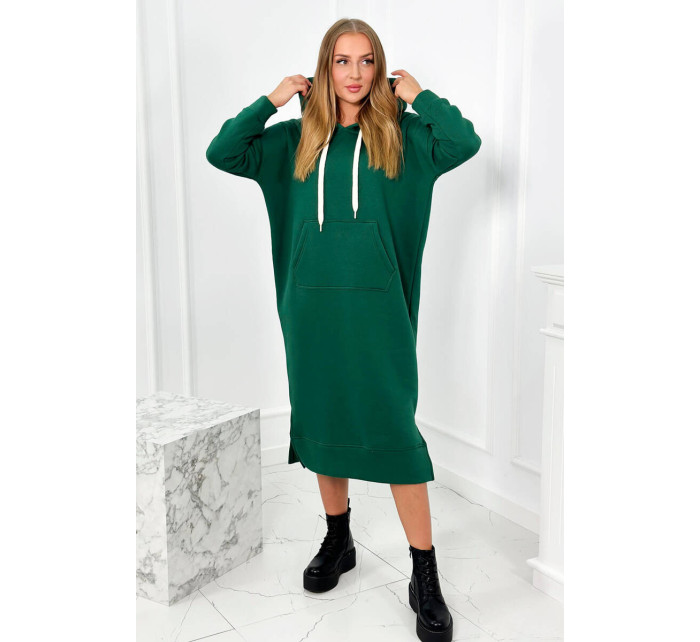 Dlouhé zelené šaty s kapucí