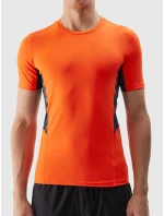 Pánské sportovní tričko slim z recyklovaných materiálů 4F - oranžové Pánské sportovní tričko slim z recyklovaných materiálů 4F - oranžové