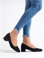 Luxusní  lodičky dámské černé na plochém podpatku