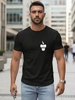 Pánské bavlněné tričko s minimalistickým potiskem černé FashionStreet NX5090R