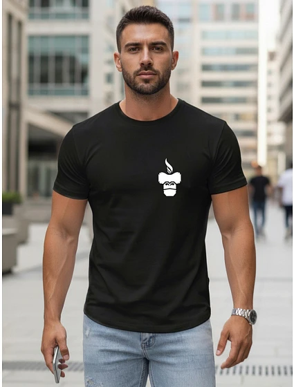 Pánské minimalistické tričko s potiskem černé FashionStreet NX5090R