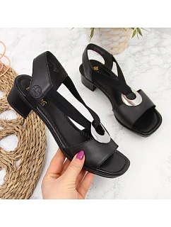 Dámské kožené sandály s pásky černé model 22050364 - Rieker