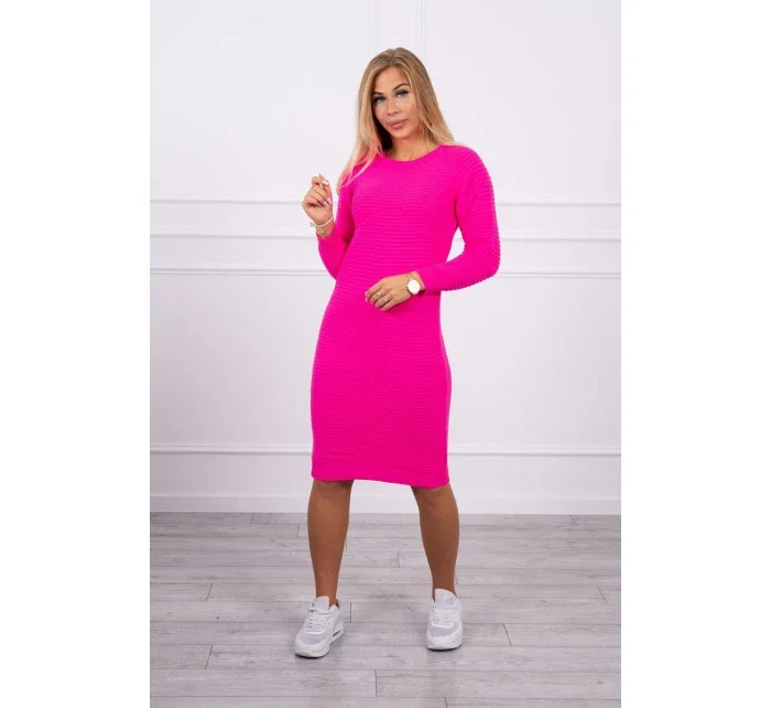 Svetr Šaty pruhované růžové neonové