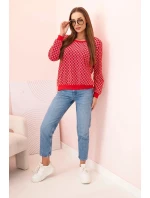 Dámská mikina s potiskem a kulatým výstřihem červený