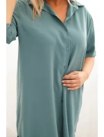 Dámská košilová šaty Plus Size s delším zadním dílem a model 21428147 rukávy tmavě mátová - K-Fashion