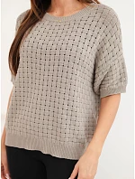 Dámský bavlněný model 22391372 svetr s krátkým rukávem fango zelená - K-Fashion Dámský bavlněný model 22391372 svetr s krátkým rukávem fango zelená - K-Fashion