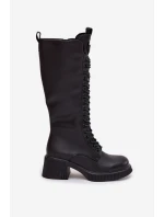 Kožené Kozačky Na Klínu  Černé model 21708008 - VINCEZA