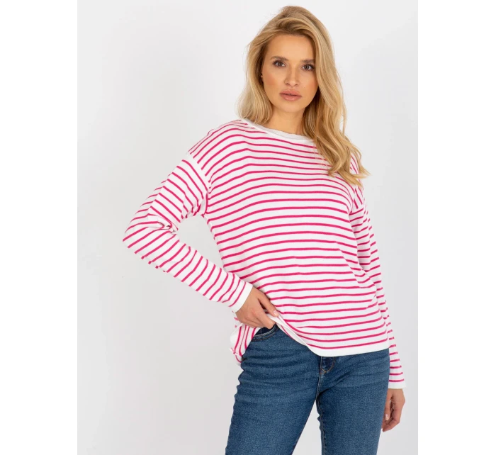 Dámský svetr LC SW 6006 .22 bílé a růžové - FPrice