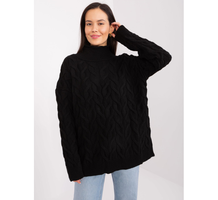 Černý dámský pletený svetr s rolákem