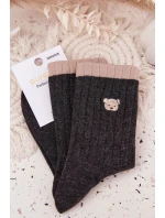 Dámské bavlněné ponožky s malým medvídkem – tmavě šedé