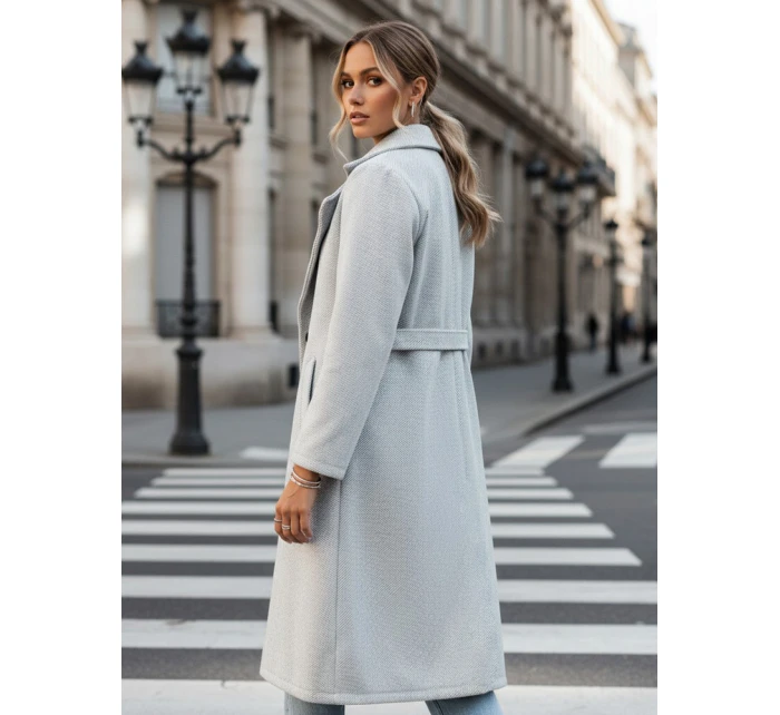 Dámský oversize kabát CASHMELY s dlouhým vázáním šedý FashionStreet NY0713