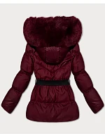 Zimní bunda ve vínové bordó barvě s kapucí a s opaskem model 21479129 - J.STYLE