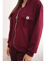 Komplet dámský máslový z viskózy s rozepínací mikinou a kalhotami švestkový Komplet dámský máslový z viskózy s rozepínací mikinou a kalhotami švestkový