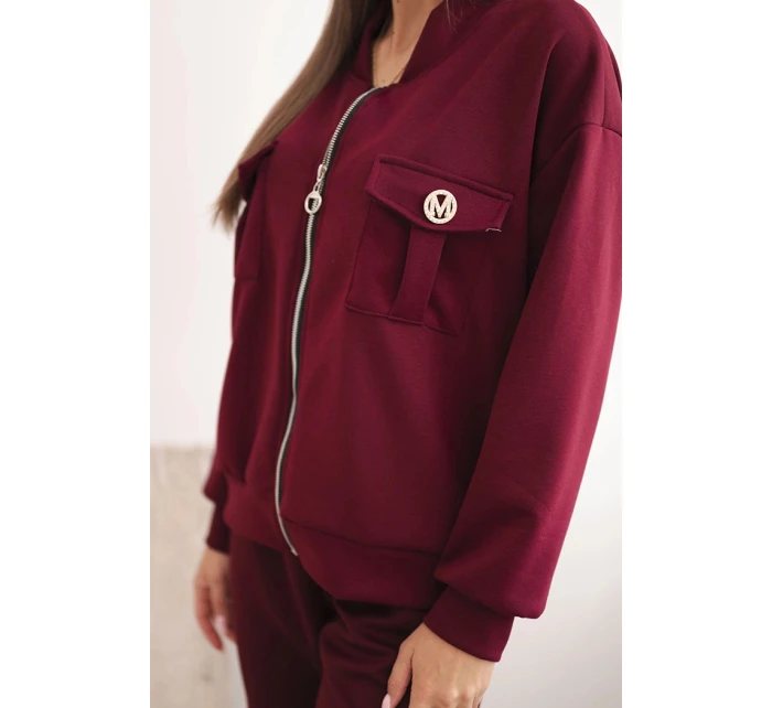 Komplet dámský máslový z viskózy s rozepínací mikinou a kalhotami švestkový Komplet dámský máslový z viskózy s rozepínací mikinou a kalhotami švestkový