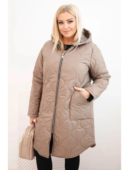 Dámská bunda Plus Size zimní prošívaná s kapucí fango