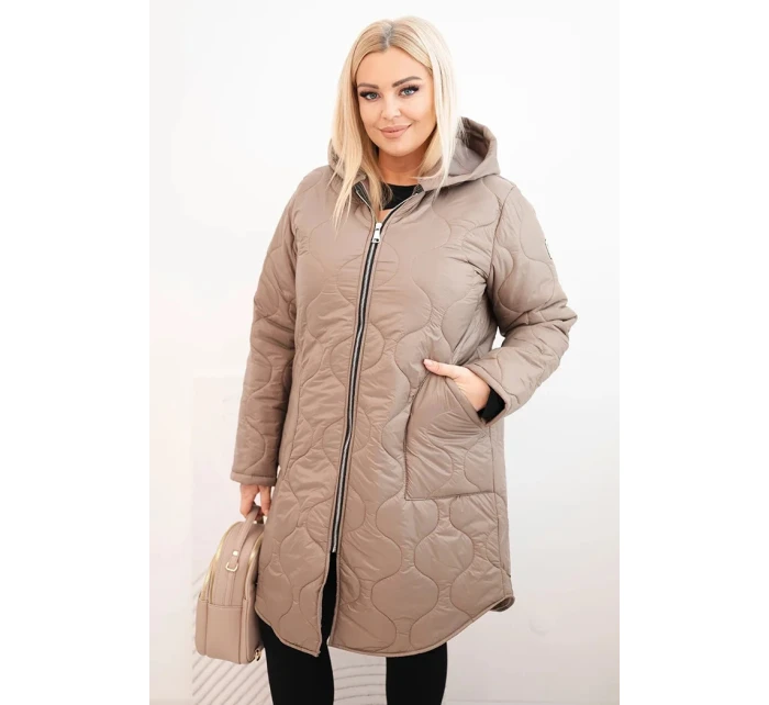 Dámská bunda Plus Size zimní prošívaná s kapucí fango