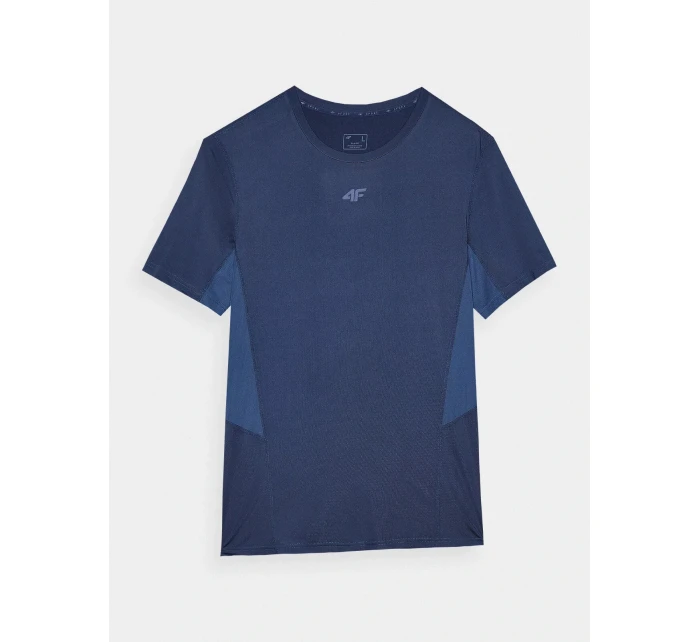 Pánské sportovní tričko slim z recyklovaných materiálů 4F - denim Pánské sportovní tričko slim z recyklovaných materiálů 4F - denim