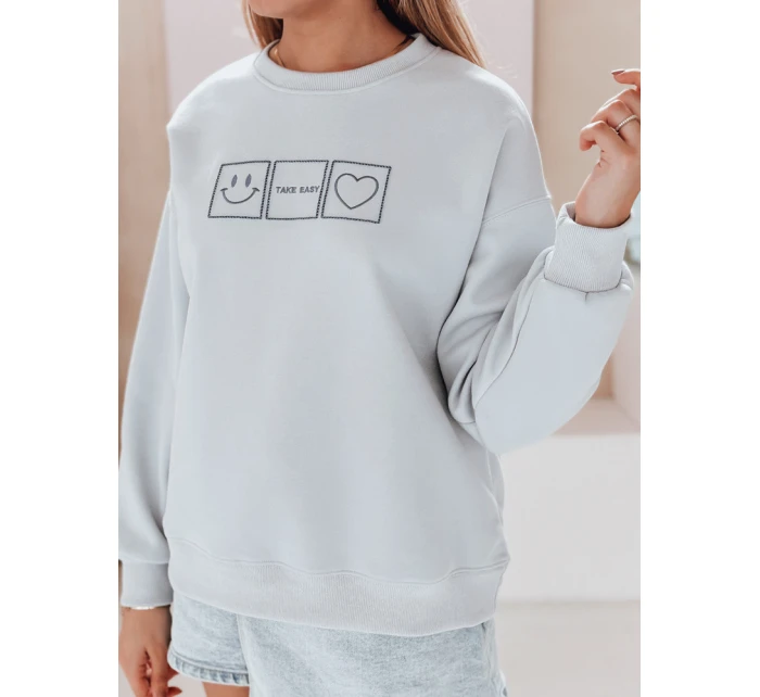 Dámská oversize mikina s výšivkou EASYJOY modrá FashionStreet BY1516