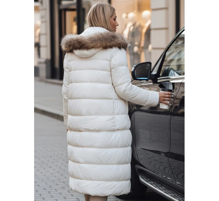 Dámská prošívaná zimní bunda s kapucí CROMBILA ecru FashionStreet TY4101z