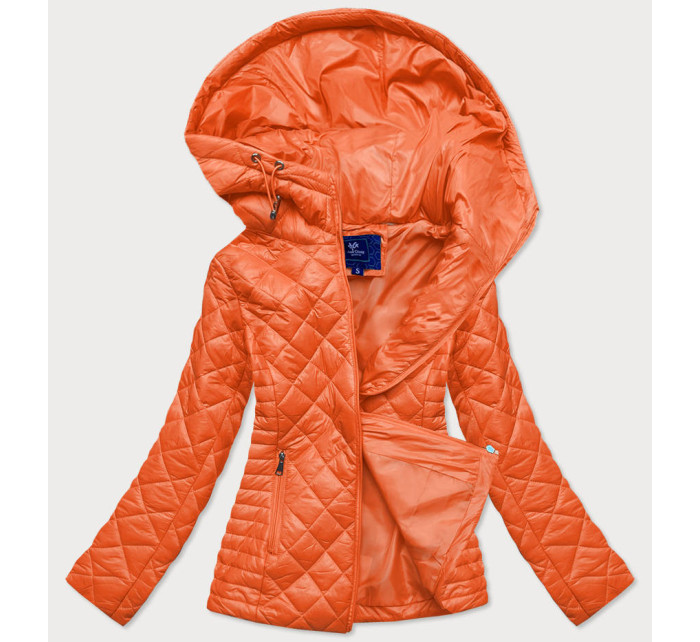 Oranžová prošívaná dámská bunda s kapucí model 15856224 - Ann Gissy