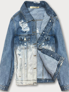 Světle modrá dámská džínová bunda typu "ombre" (LG396)