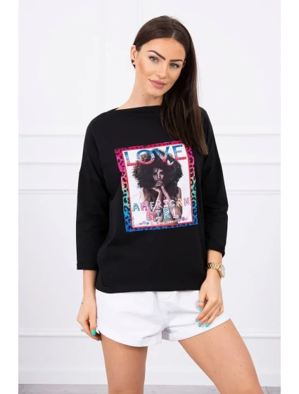 dívčí halenka černá S/M L/XL model 18743832 - K-Fashion dívčí halenka černá S/M L/XL model 18743832 - K-Fashion