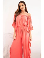 Dámský viskózový boho komplet s volány korálová Dámský viskózový boho komplet s volány korálová