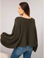 Svetr dámský s přídavkem model 22540772 oversize khaki - K-Fashion Svetr dámský s přídavkem model 22540772 oversize khaki - K-Fashion