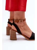 Dámské sandály na podpatku z ekologického semiše černé Ronvia Dámské sandály na podpatku z ekologického semiše černé Ronvia