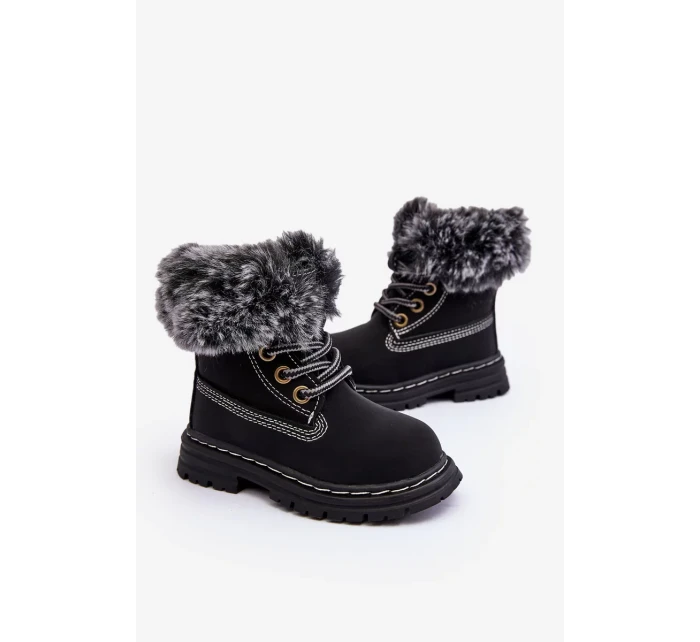 Dětské boty Trapper se zipem a kožíškem, černá Gerande