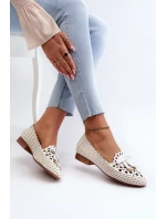 Dámské prolamované balerínky s mašlí, bílá Nestavia