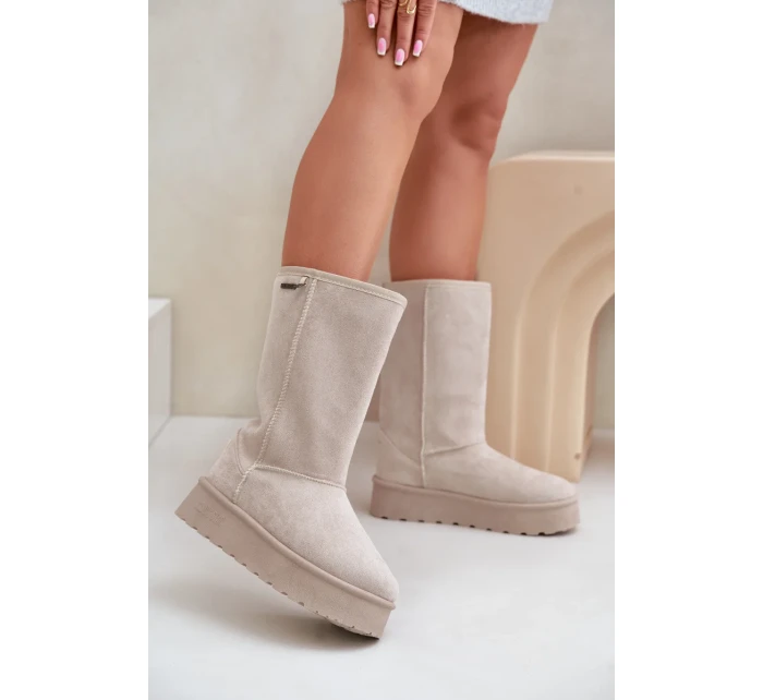 Vysoké Sněhule Na Platformě Big Star OO274894 Světle Béžové Vysoké Sněhule Na Platformě Big Star OO274894 Světle Béžové