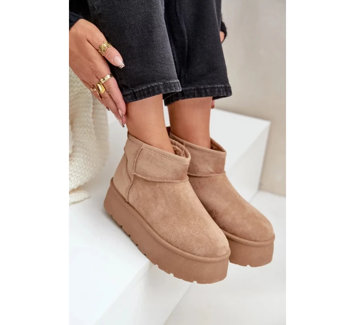 Dámské sněhule na platformě Ninala – tmavě béžové Dámské sněhule na platformě Ninala – tmavě béžové