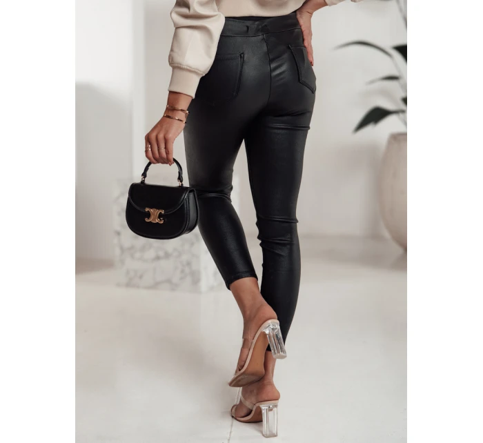Dámské voskované kalhoty s vysokým pasem černé model 21981132 - Dstreet