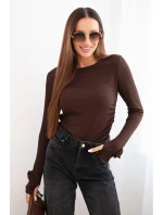 Hedvábná blůza dámská s řasením po straně hnědá