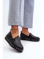 Kožené Dámské Boty Na Platformě S.Barski černá Kožené Dámské Boty Na Platformě S.Barski černá