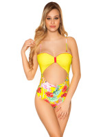 Sexy Swimsuit with Cut Out Flamingo Print