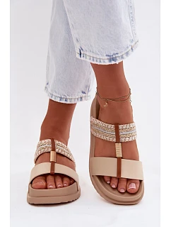 Dámské nazouváky na platformě ZX6092-2 226369 béžové - Sweet Shoes