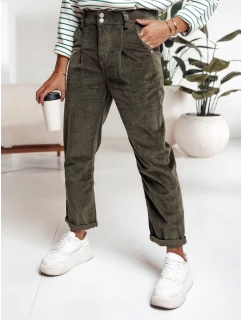 Dámské manšestrové kalhoty tmavě zelené FashionStreet UY2231