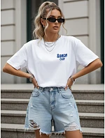 Dámské tričko oversize s potiskem, bílé, FashionStreet NX9506RY