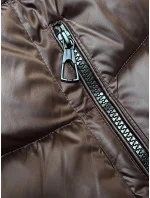 Hnědo-béžová dámská zimní oboustranná bunda s kapucí (B8202-14046) Hnědo-béžová dámská zimní oboustranná bunda s kapucí (B8202-14046)